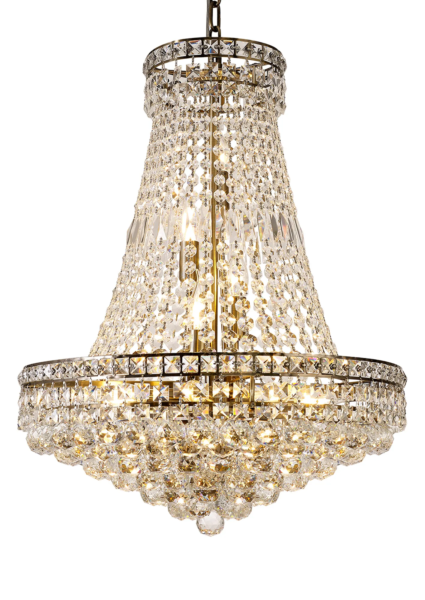Frances Crystal Chandelier 14 Light (19.8kg) Antique Brass IL32091  Diyas Frances